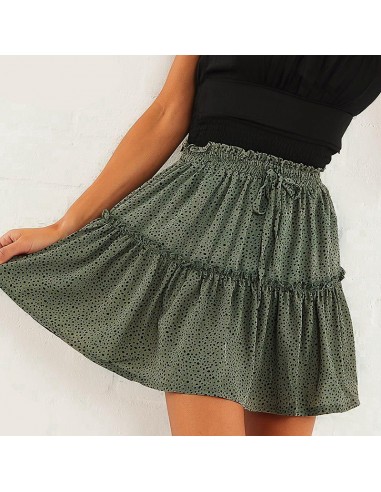 Falda Boho verde puntos negros